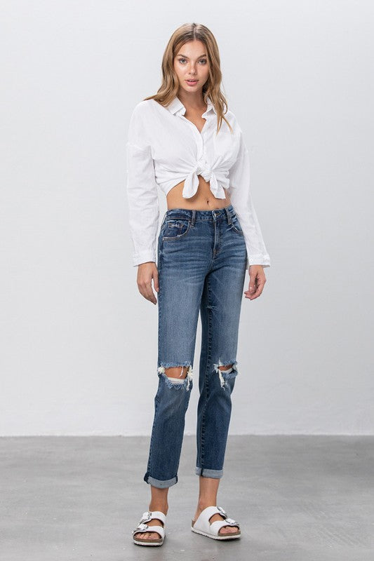 Ripped Boyfriend Stretch Jeans Denim Lab USA   