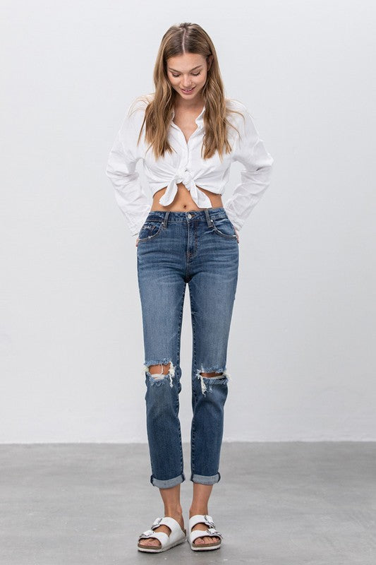 Ripped Boyfriend Stretch Jeans Denim Lab USA   