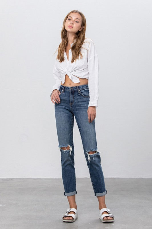 Ripped Boyfriend Stretch Jeans Denim Lab USA   