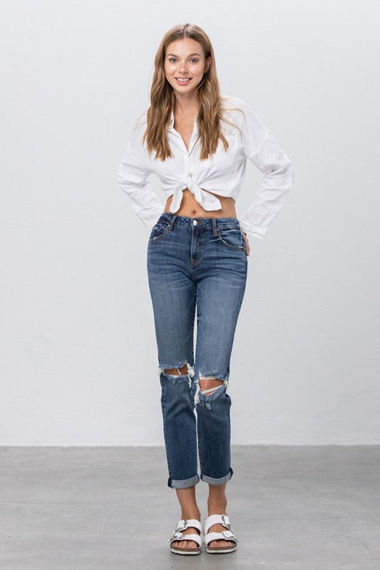 Ripped Boyfriend Stretch Jeans Denim Lab USA   