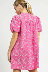 Floral Puff Sleeve V-Neck Mini Dress Umgee