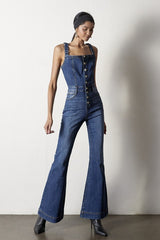 Flare Denim Jumpsuit Button Overalls Denim Lab USA   