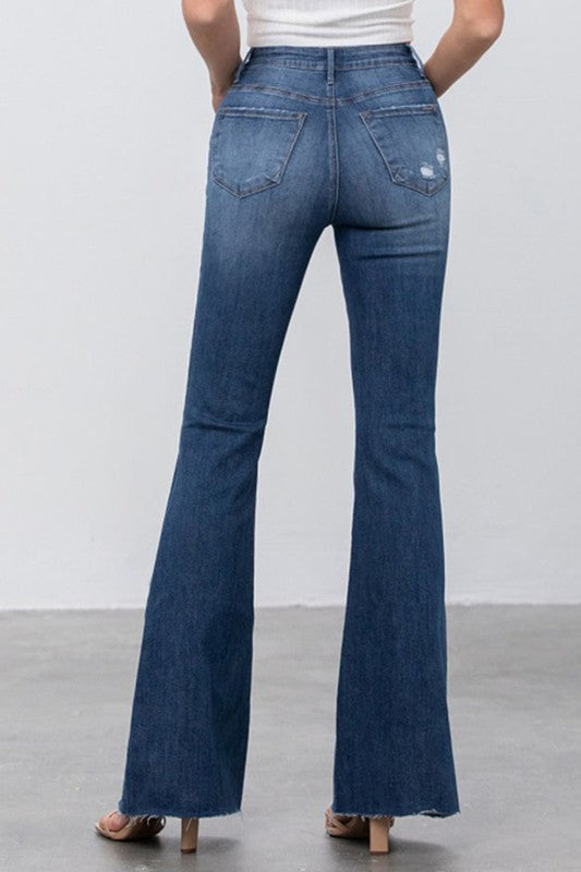 Mid Rise Dark Wash Flare Jeans Insane Gene   