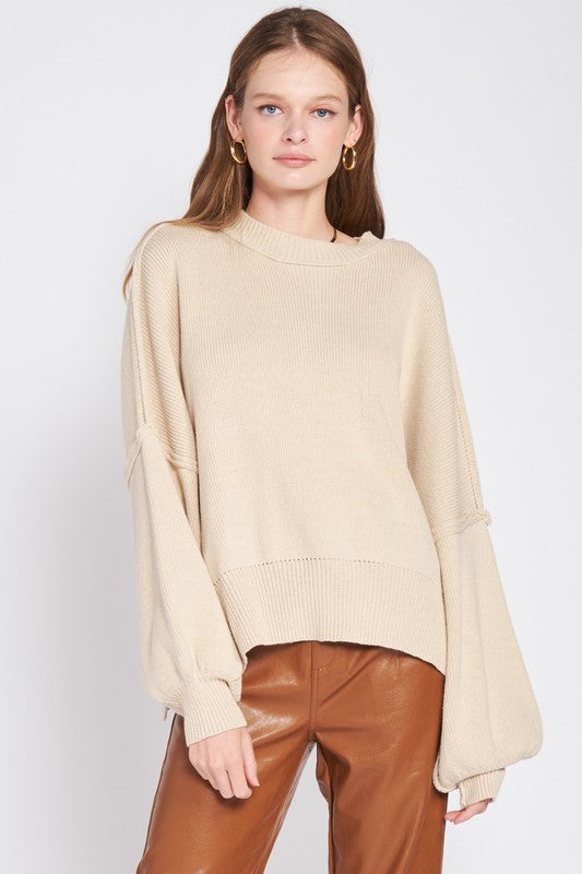 Long Sleeve Over Fitted Sweater Top Emory Park ECRU S 