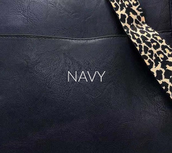 Crossbody Leopard Strap Bag Dani & Em Navy 1 