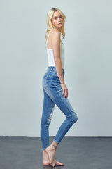 High Rise Ankle Knee Distressed Skinny Jeans Insane Gene   