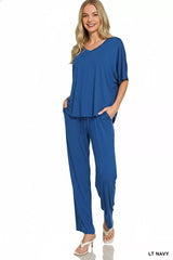 V-neck Oversized Top & Pants Set ZENANA