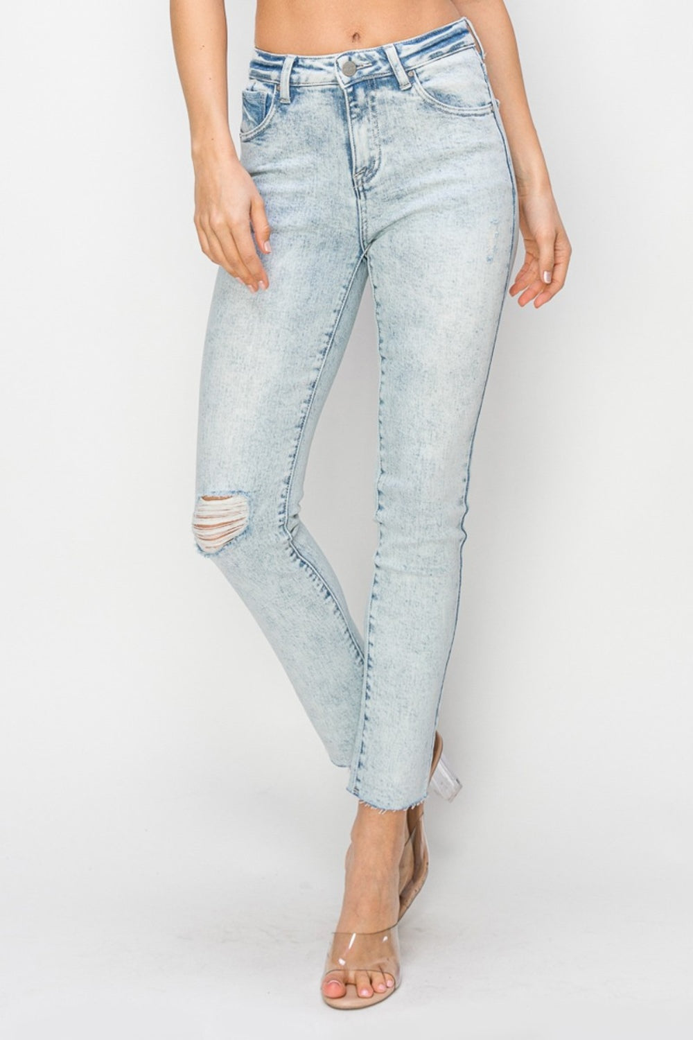 High Rise Distressed Skinny Jeans Risen   