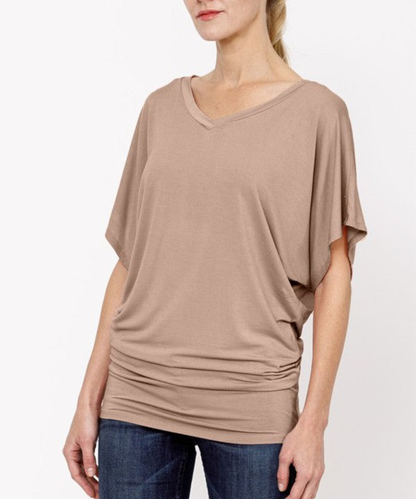 Bamboo Dolman Sleeve Tunic Top Fabina TAUPE S 