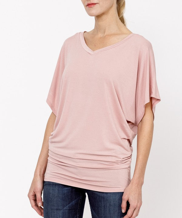 Bamboo Dolman Sleeve Tunic Top Fabina MAUVE S 