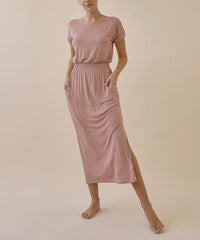 Bamboo Casual Midi Dress Fabina NEW MAUVE S 