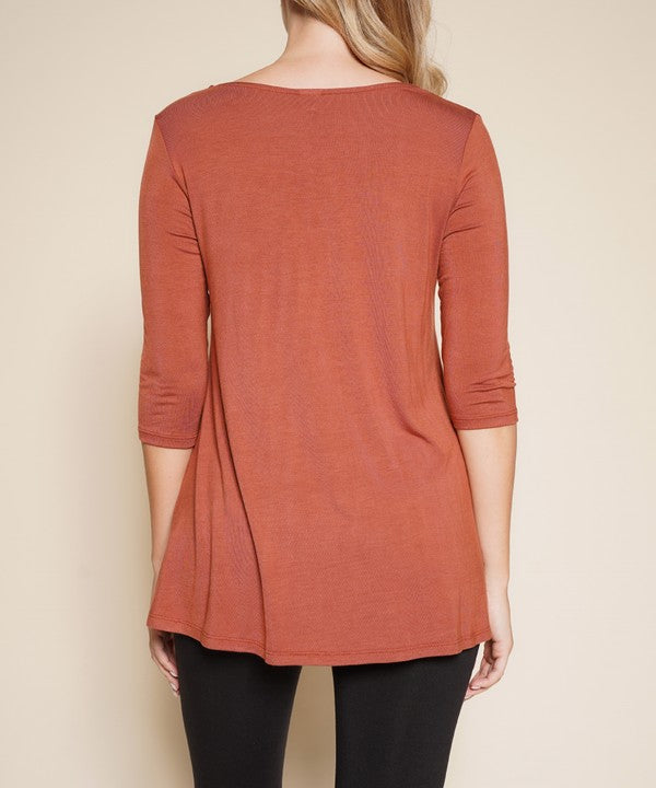 Bamboo Elbow Flared Tunic Top Fabina   