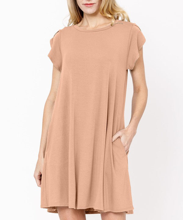 Bamboo Tulip Sleeve Dress Fabina CAMEL S 