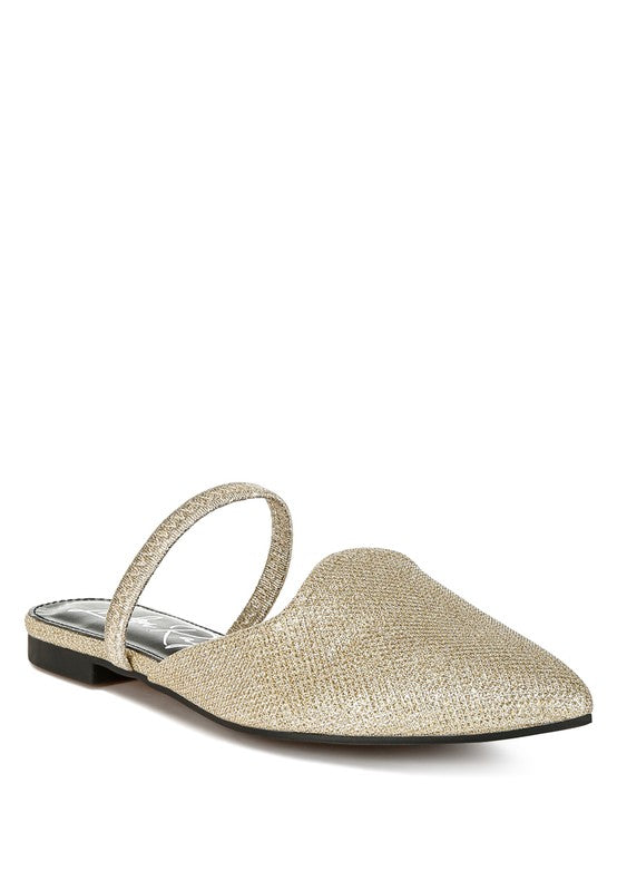 Twiggy Glitter Faux Leather Flat Mules Rag Company   