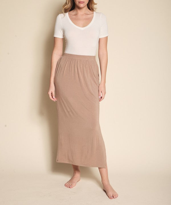 Bamboo Casual Long Skirt With Pockets Fabina   