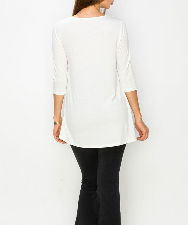 Bamboo Elbow Flared Tunic Top Fabina   