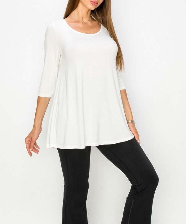 Bamboo Elbow Flared Tunic Top Fabina   