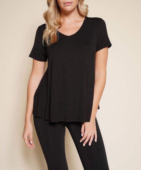 Bamboo Classic V-neck Top Fabina   