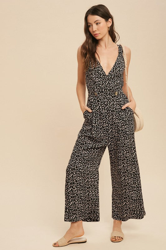 Piper Button Wrap Front Floral Jumpsuit Aemi + Co   