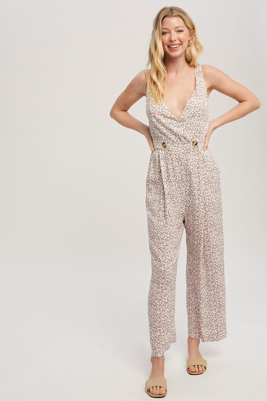 Piper Button Wrap Front Floral Jumpsuit Aemi + Co   