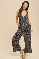 Piper Button Wrap Front Floral Jumpsuit Aemi + Co BLACK S 