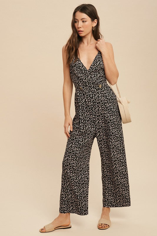 Piper Button Wrap Front Floral Jumpsuit Aemi + Co   