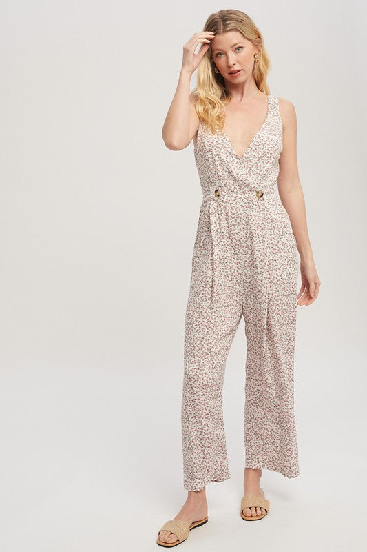 Piper Button Wrap Front Floral Jumpsuit Aemi + Co   