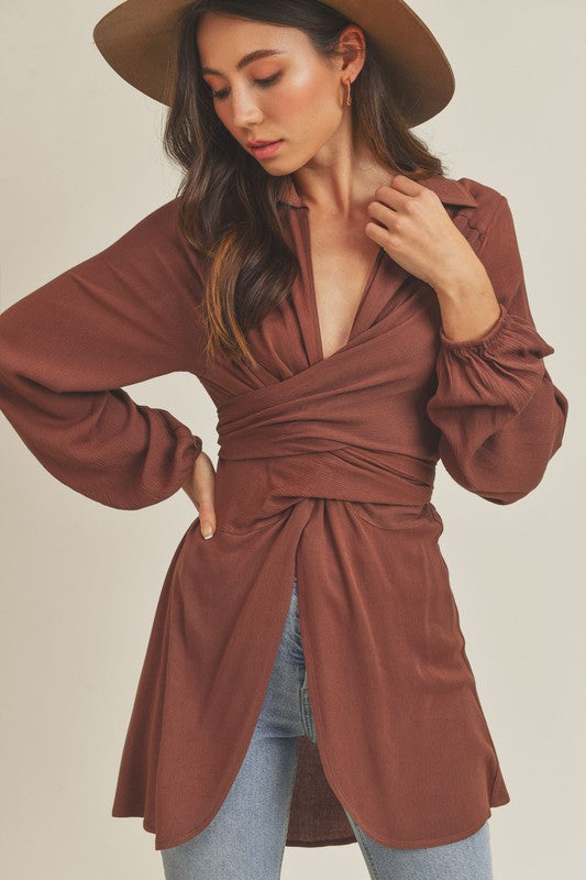 Margot Tie Front Wrap Top Aemi + Co   