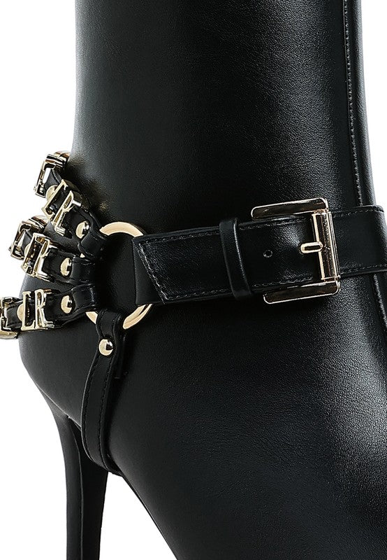 Nicene Harness Detail Stiletto Boots Rag Company