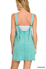 Acid Washed Overall Knit Mini Dress ZENANA