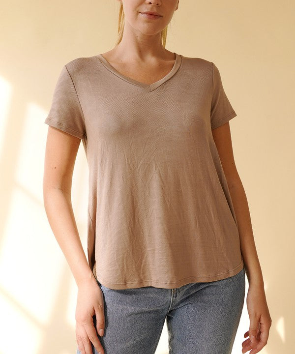 Bamboo Classic V-neck Top Fabina IVORY S 