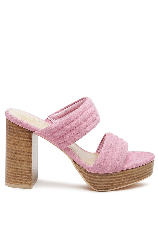 Mille Suede Slip-on Block Heeled Sandal Rag Company   