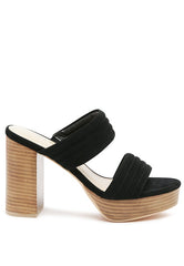 Mille Suede Slip-on Block Heeled Sandal Rag Company   