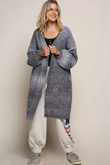 Distressed Cable-Knit Ombre Dying Cardigan POL
