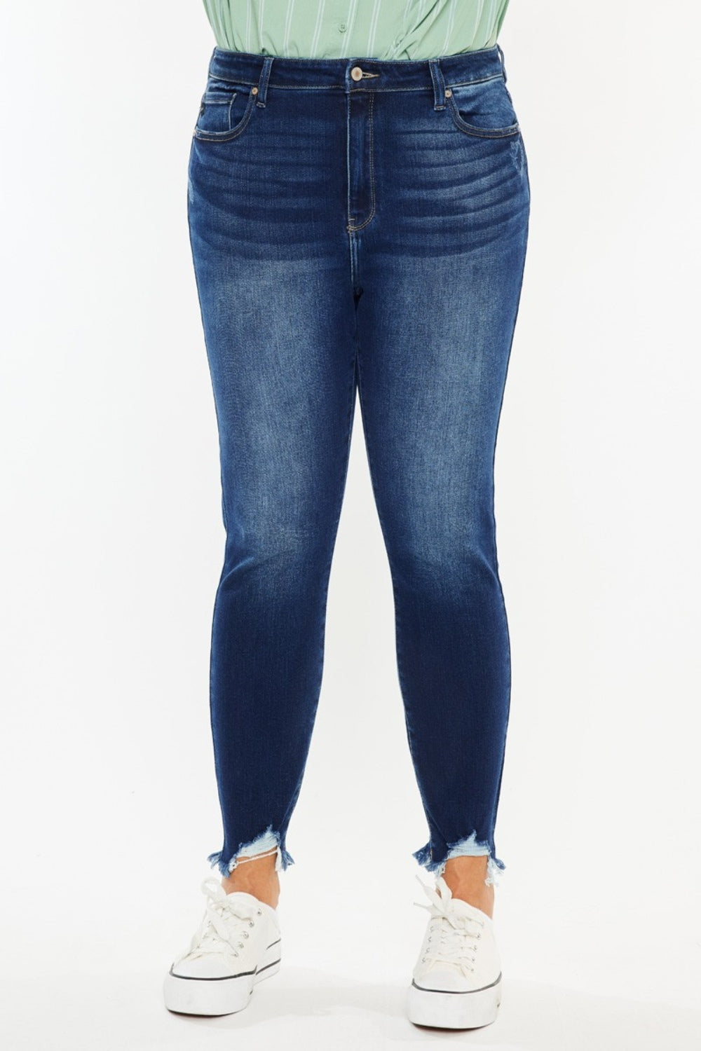 High Rise Frayed Ankle Skinny Jeans Kancan   