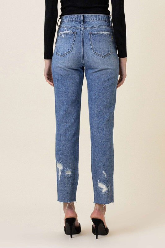 High Waisted Straight Leg Distressed Jean Vibrant M.i.U   