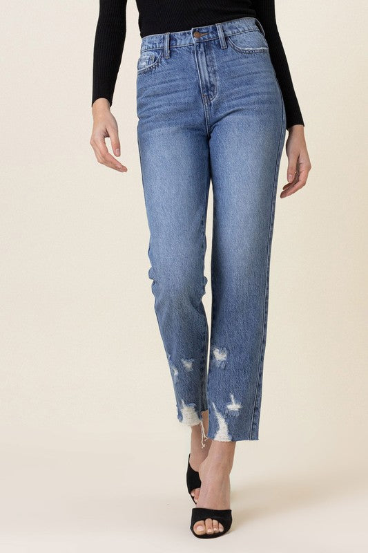 High Waisted Straight Leg Distressed Jean Vibrant M.i.U   