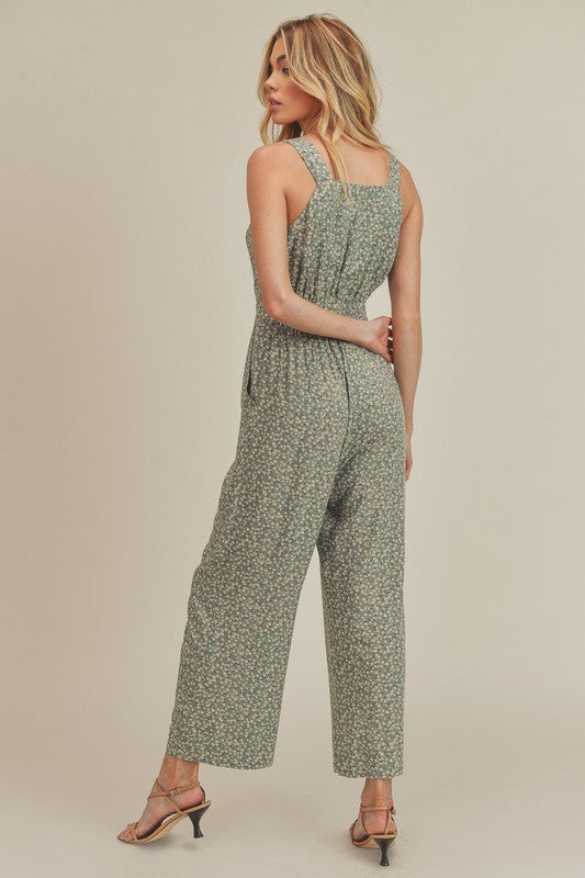 Piper Button Wrap Front Floral Jumpsuit Aemi + Co   