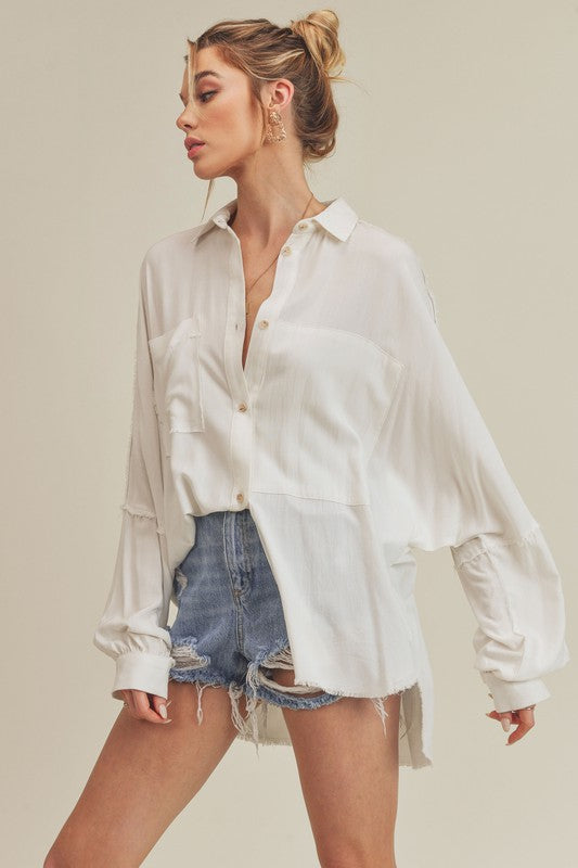 Delilah Relaxed Button Down Collar Shirt Aemi + Co   