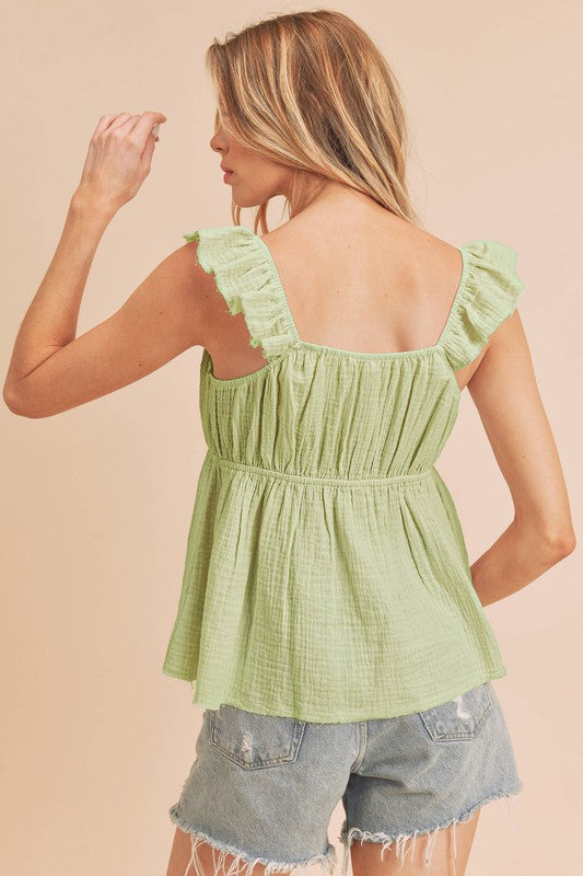 Trixie Sweetheart Ruffled Top Aemi + Co GREEN APPLE S 