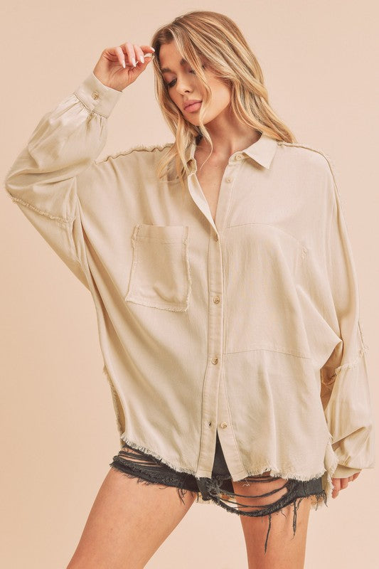 Delilah Relaxed Button Down Collar Shirt Aemi + Co   