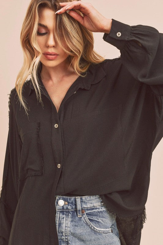 Delilah Relaxed Button Down Collar Shirt Aemi + Co   