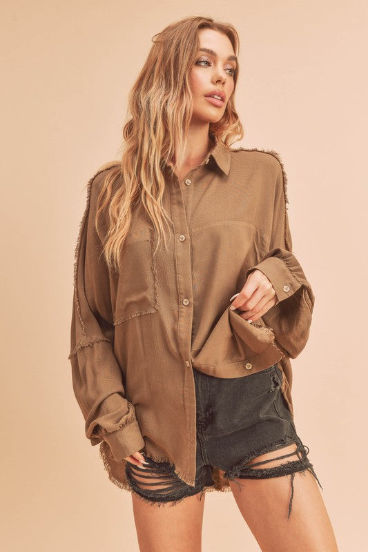 Delilah Relaxed Button Down Collar Shirt Aemi + Co   