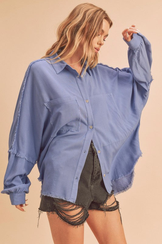 Delilah Relaxed Button Down Collar Shirt Aemi + Co   