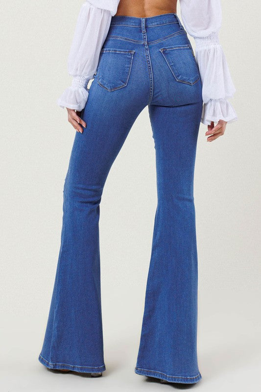 High-Rise Distressed Flare Jeans Vibrant M.i.U   