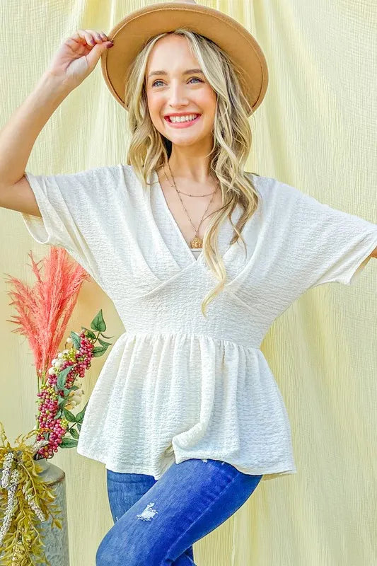 Textured and Soft V Neck Casual Top And the Why