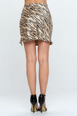 Zebra Print Satin Mini Skirt with Slit Renee C.   