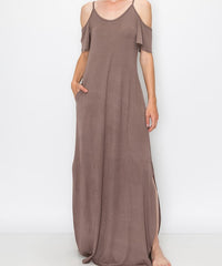 Bamboo Cold Shoulder Maxi Dress Fabina   