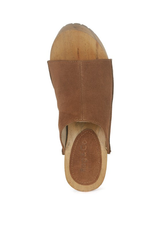 Jarrah Suede Slide Block Heel Clogs Rag Company   