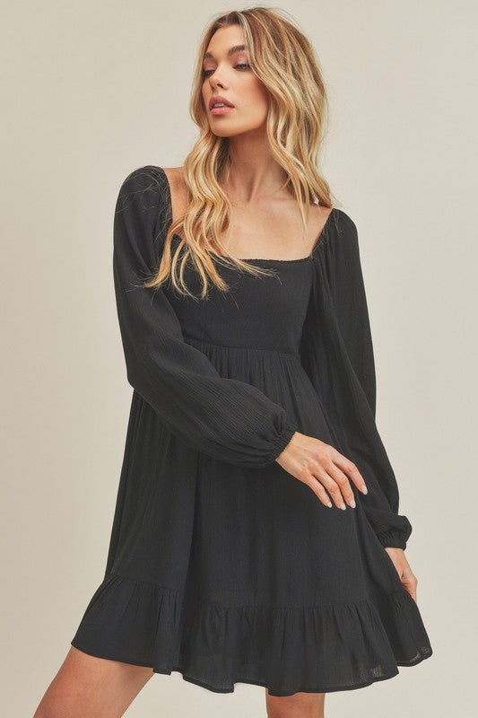 Taya Tiered Puff Sleeve Square Neck Dress Aemi + Co   